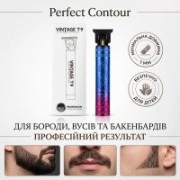 Акумуляторний тример для стрижки волосся, бороди та вусів Vintage T9 GW-9862 — електрична машинка для окантовки з 4 насадками, USB