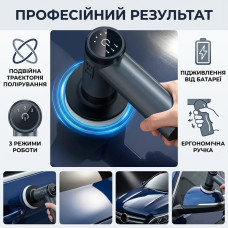 Акумуляторна міні-полірувальна машинка для авто 80 Вт (33433) — Ручна полірувальна машина з 4 насадками, 3 швидкостями та Type-C для кузова і скла