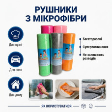 Відривних рушників / серветок з мікрофібри в рулоні (20 шт., 25х25 см, NR-354)